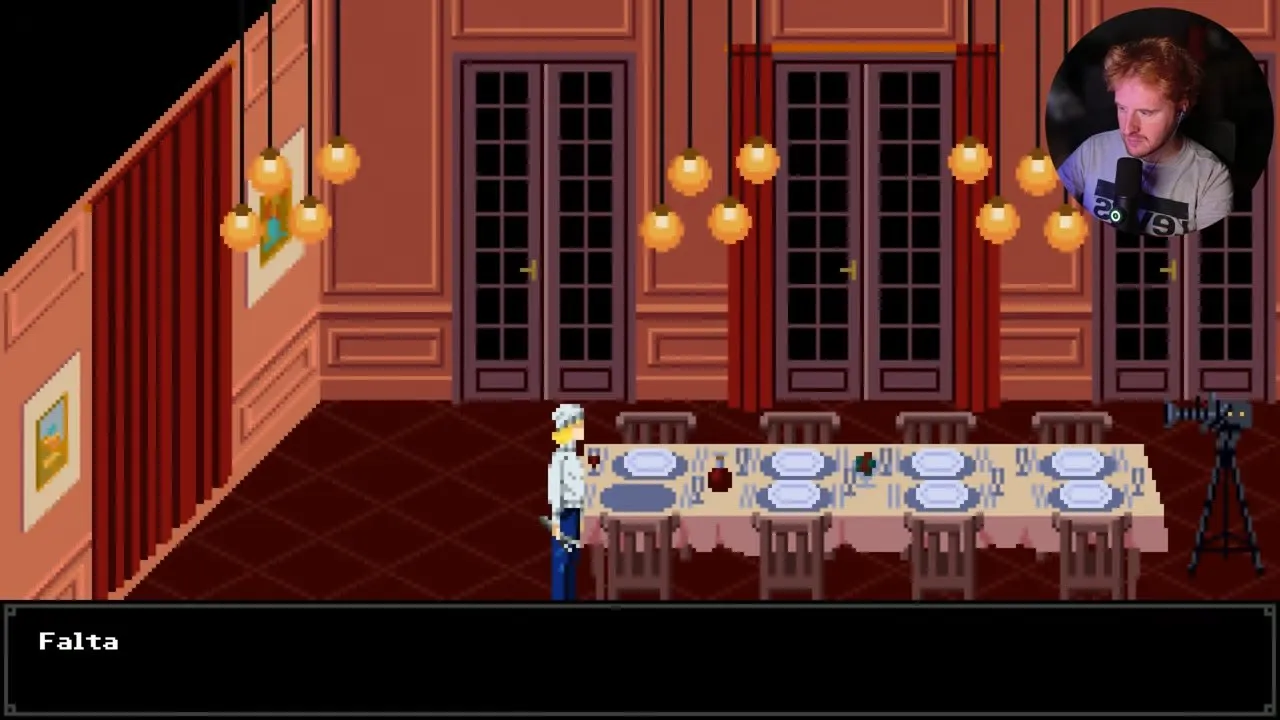 Tenebris Somnia first floor dining table with an empty lower-left plate setting
