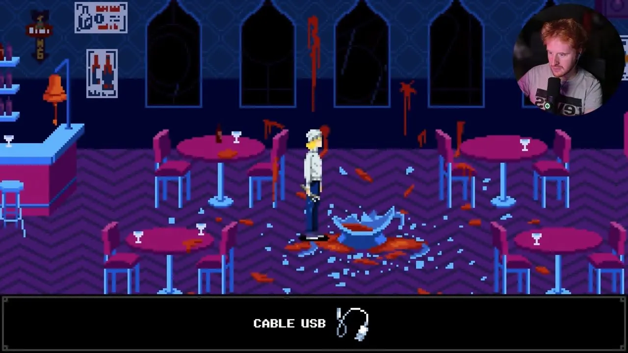 Tenebris Somnia first floor USB cable pickup beside the shattered glass apparatus