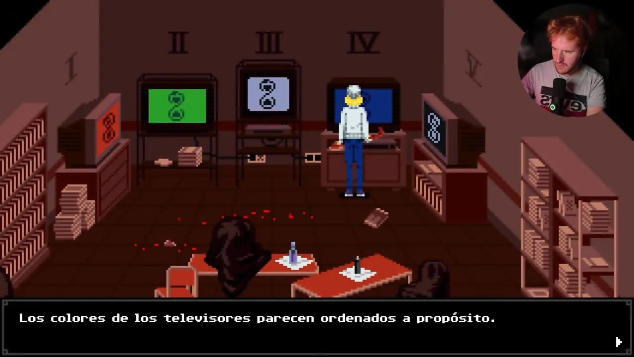 Tenebris Somnia film school video library with numbered colored televisions and candles on tables